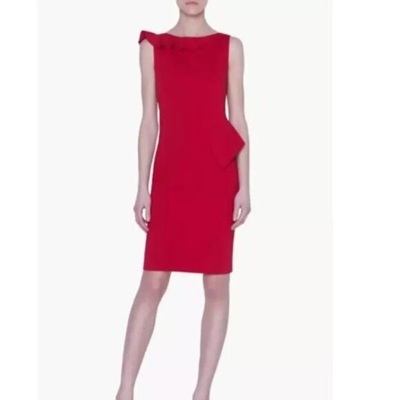 Akris Punto Jersey Sleeveless Ruffle Dress Size 6 US in Red NWT - Picture 7 of 8
